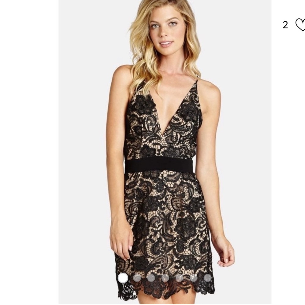 Dress the Population- Black and nude lace dress